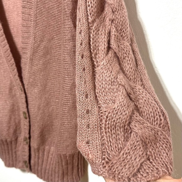New Banana Republic Peach Lightweight Cable Knit Cardigan Sweater Sz Small - Picture 13 of 14